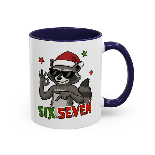 Christmas Raccoon Coffee Mug — 'Six Seven' Holiday Accent Mug (11/15 oz)