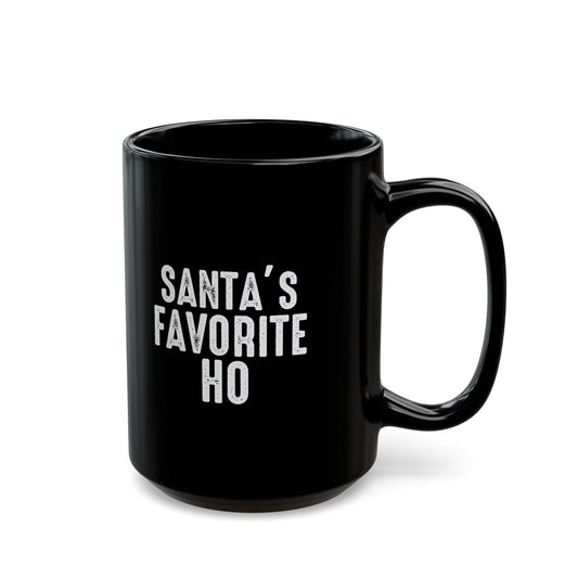 Santa’s Favorite Ho Black Mug — Funny Christmas Coffee Cup (11oz & 15oz)