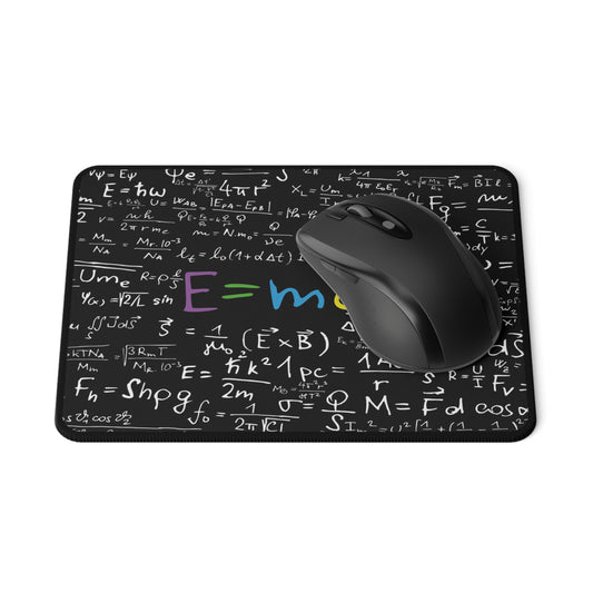 Physics Equations Non-Slip Mouse Pad — E=mc Chalkboard Design