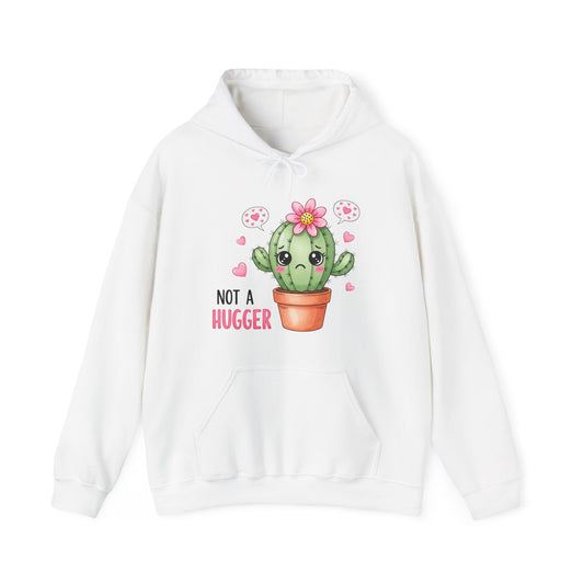 Hoodie — Cute Cactus “Not a Hugger” Graphic Pullover