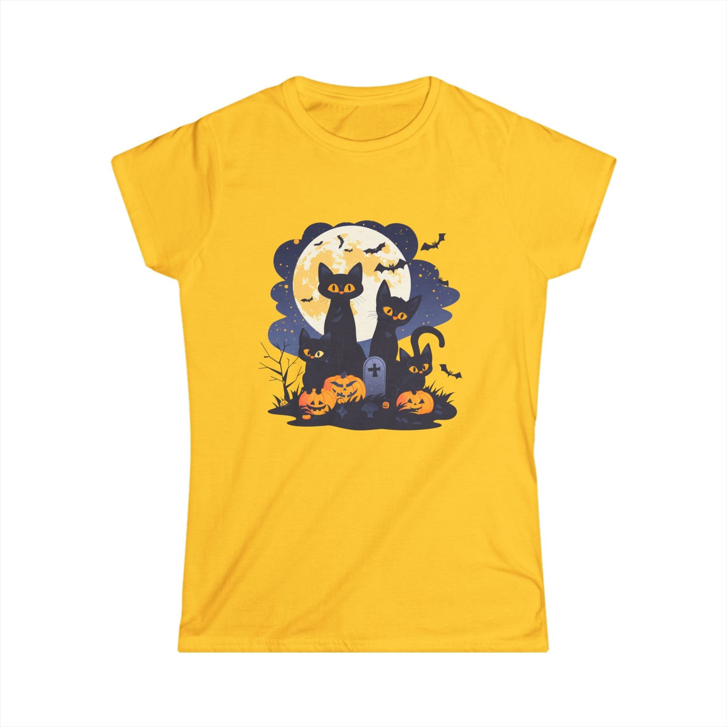 Women's Halloween Cat Tee, Cute Cat Shirt, Halloween Costume, Ghostly Pet Lover Gift