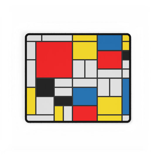 Modern Mondrian Desk Mat — Geometric Red, Blue & Yellow Gaming/Office Mousepad