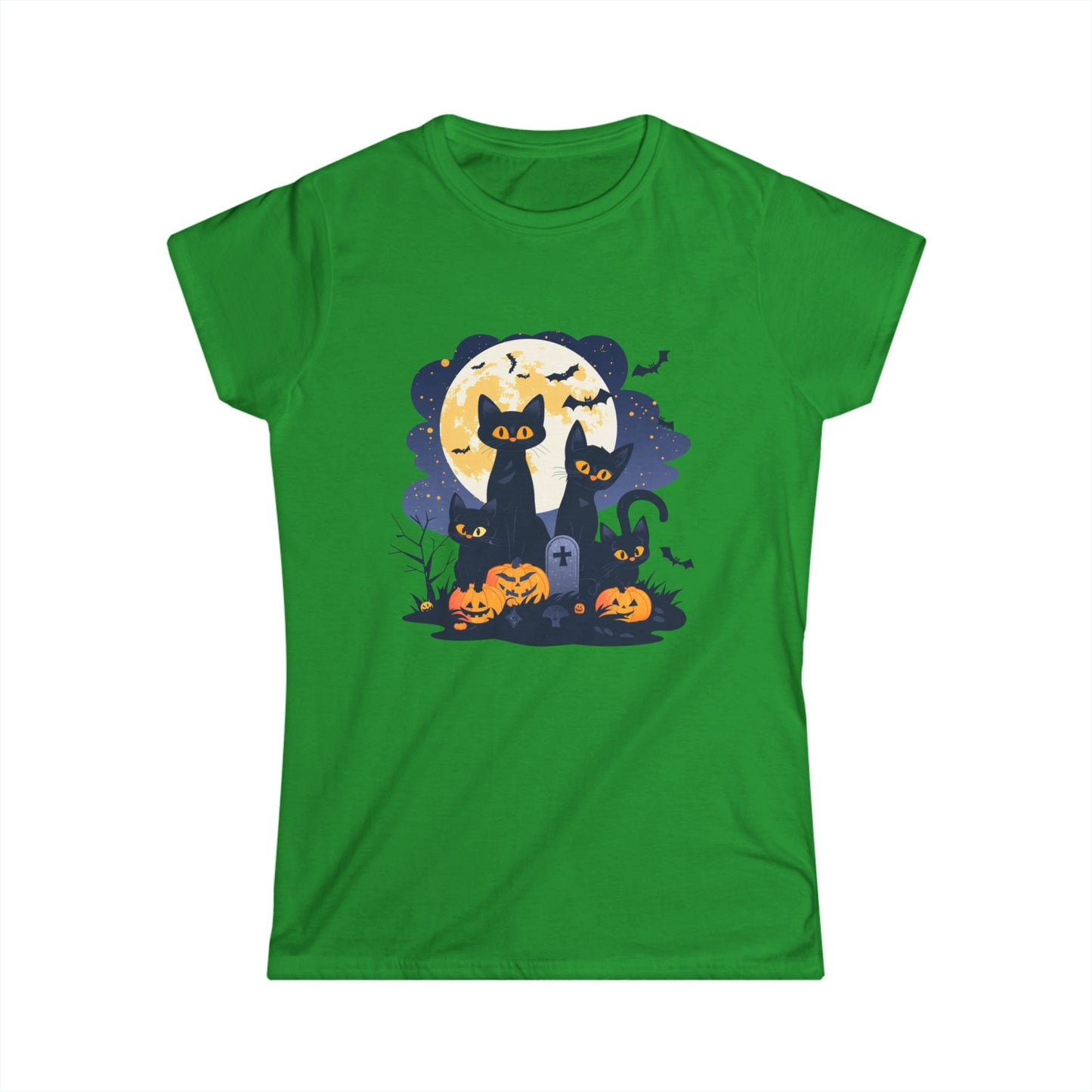Women's Halloween Cat Tee, Cute Cat Shirt, Halloween Costume, Ghostly Pet Lover Gift
