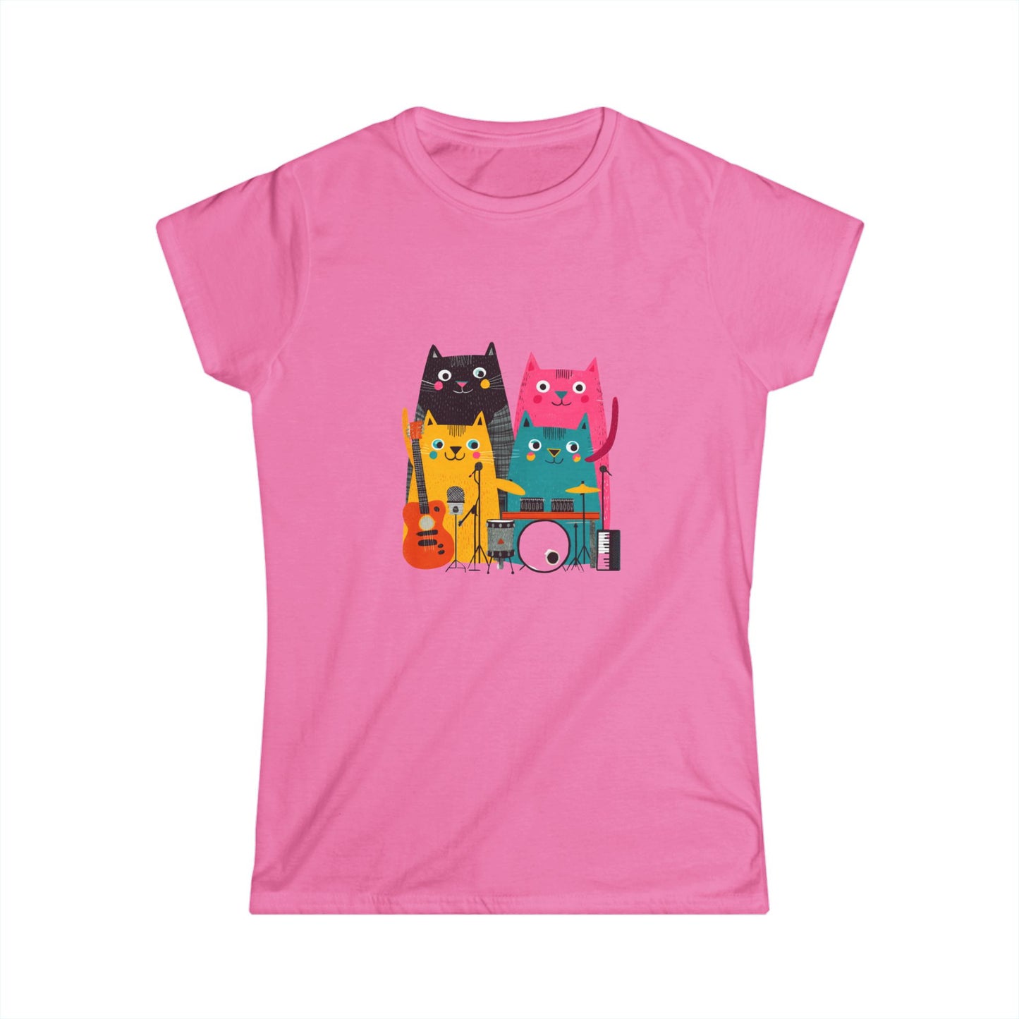 Band Cats T-Shirt – Colorful Cat Music Graphic Tee
