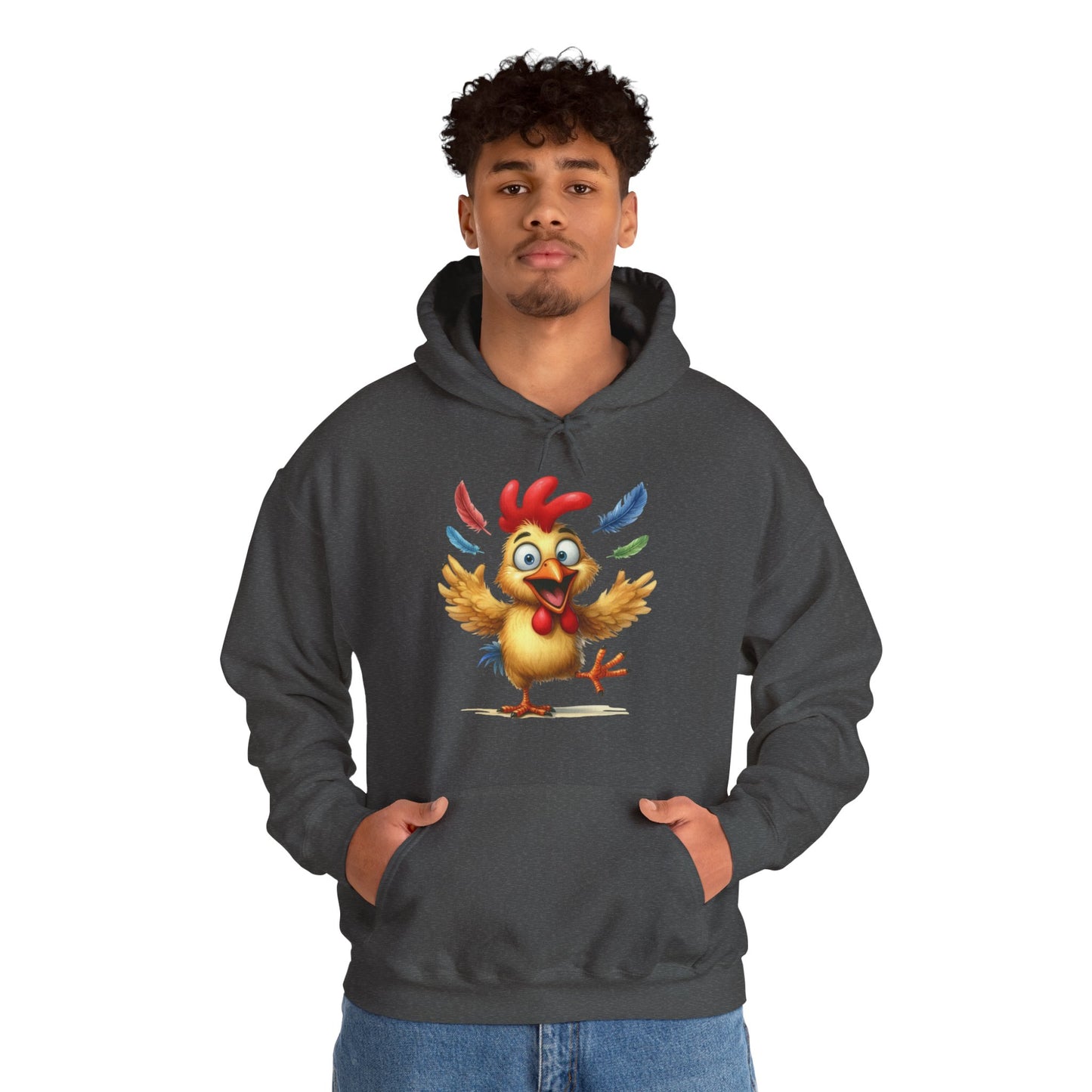 Cute Dancing Chicken Hoodie – Colorful Rooster Cartoon Pullover