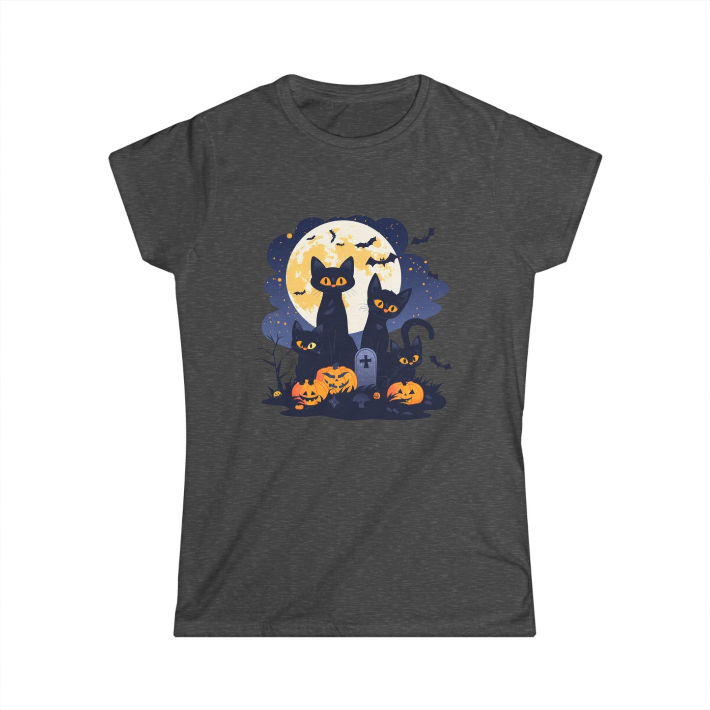 Women's Halloween Cat Tee, Cute Cat Shirt, Halloween Costume, Ghostly Pet Lover Gift