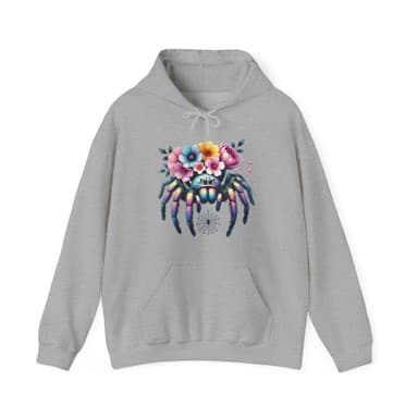 Floral Spider Hoodie – Cute Gothic Spider with Colorful Flowers Sweatshirt