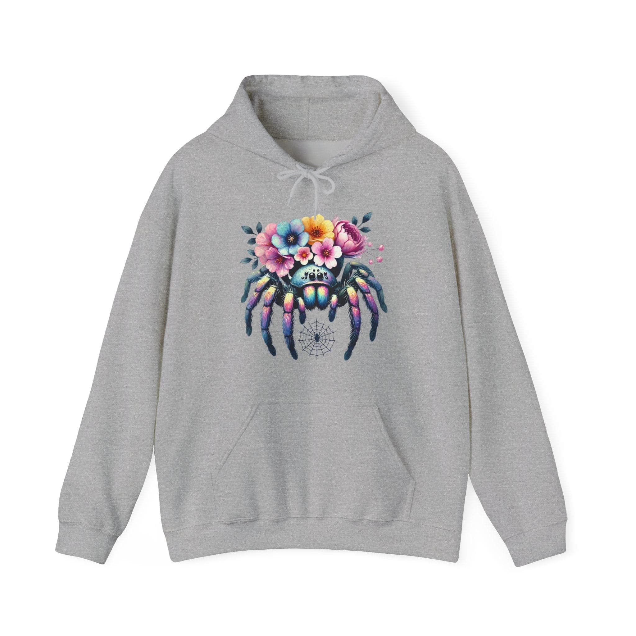 Floral Spider Hoodie – Cute Gothic Spider with Colorful Flowers Sweatshirt