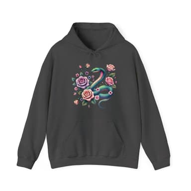 Floral Snake Hoodie — Pastel Rose Serpent Garden Pullover