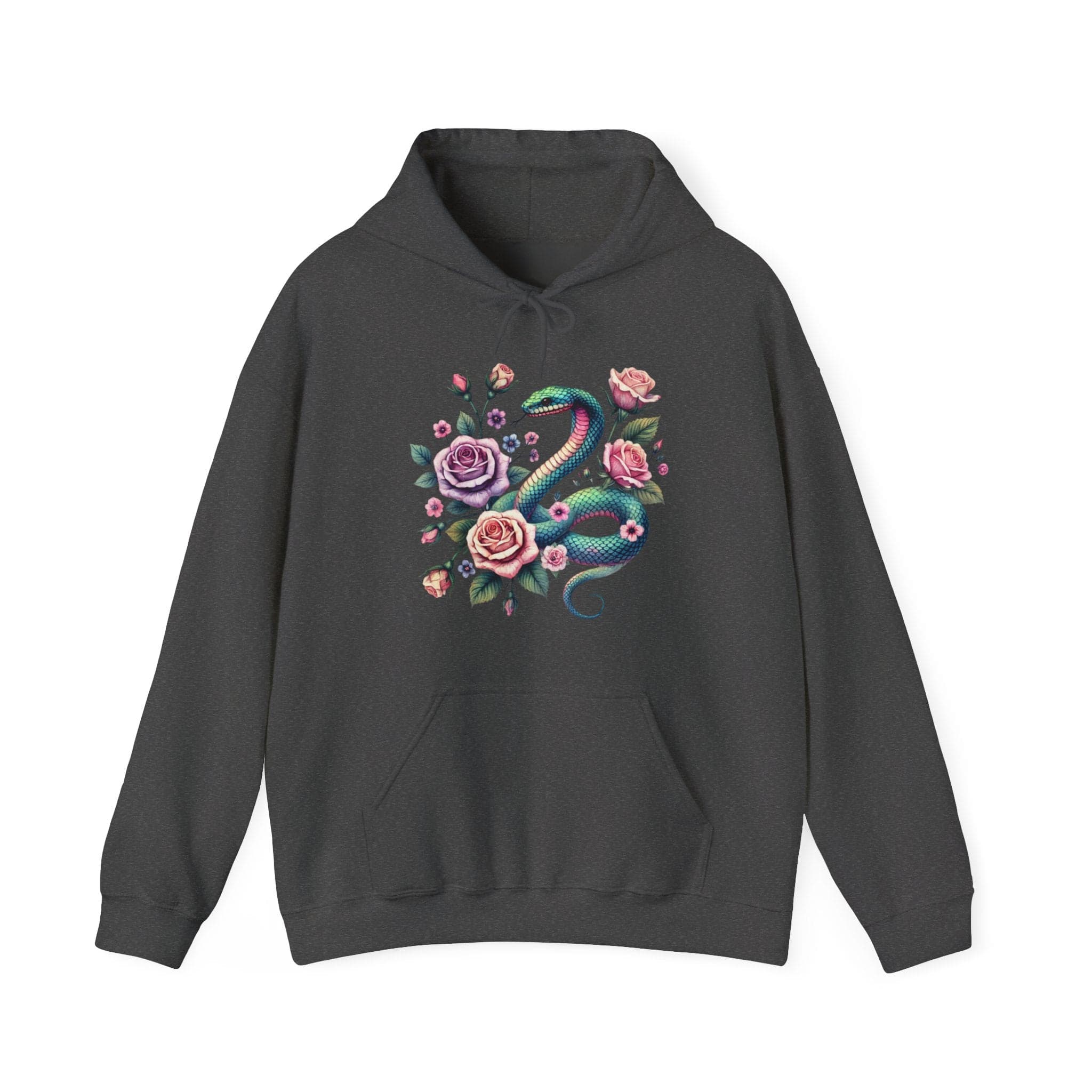 Floral Snake Hoodie — Pastel Rose Serpent Garden Pullover