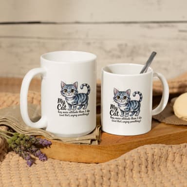 My Cat Has More Attitude Than I Do Cute Cat Mug