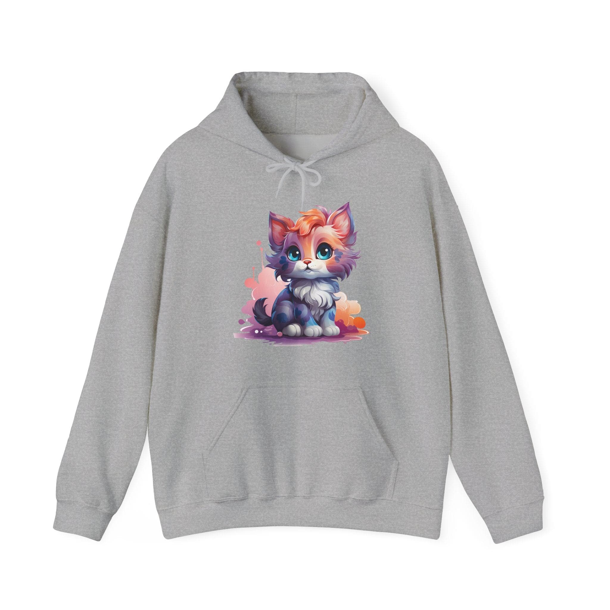 Cute Watercolor Kitten Hoodie — Adorable Colorful Cat Graphic Sweatshirt