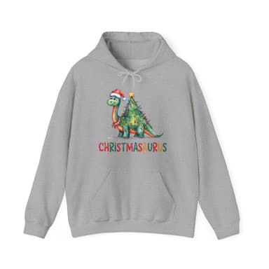 Christmasaurus Hoodie — Cute Dino Christmas Sweatshirt with 'Christmasaurus' Text