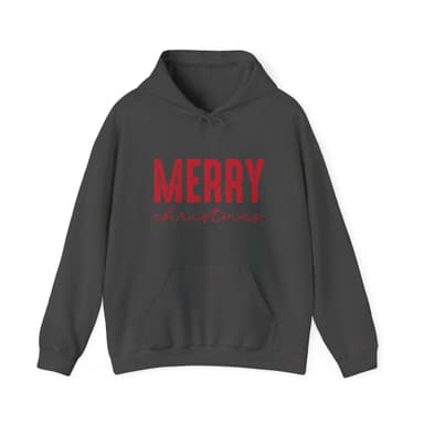 Merry Christmas Hoodie - Festive Red Script Holiday Sweatshirt