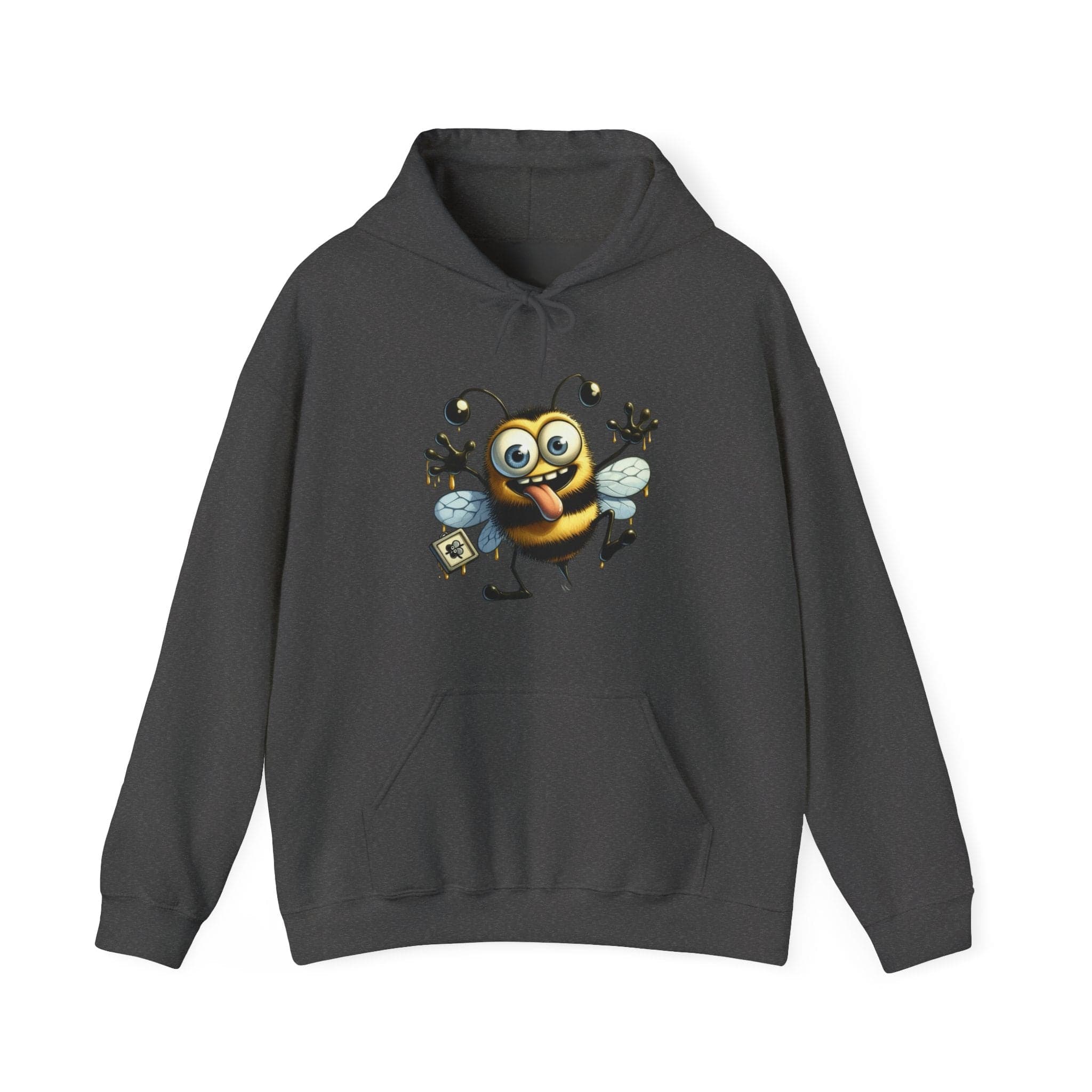 Bee Cartoon Hoodie – Cute Smiling Bee with Honey Jar & Honeycomb Graphic