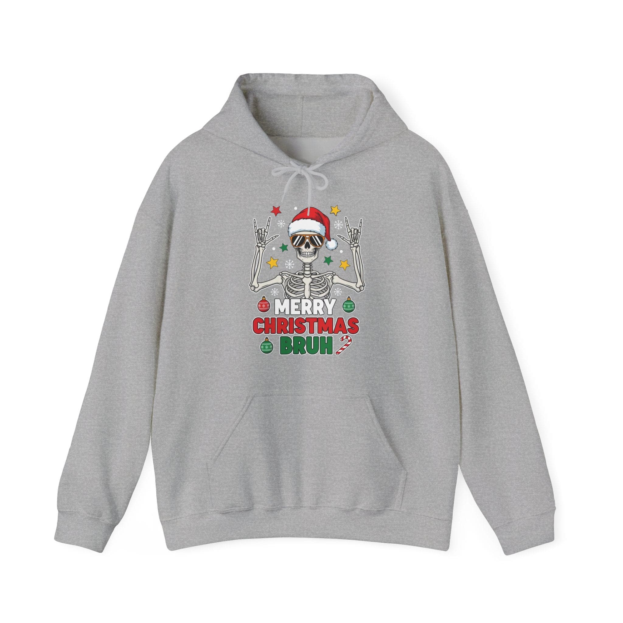 Christmas Skull Hoodie – “Merry Christmas Bruh” Holiday Skeleton Sweatshirt