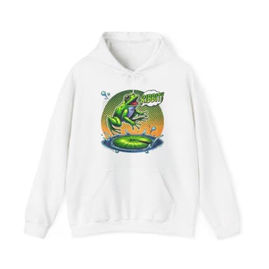 Frog Jump Hoodie – Retro Neon 'Ribbit' Graphic Sweatshirt