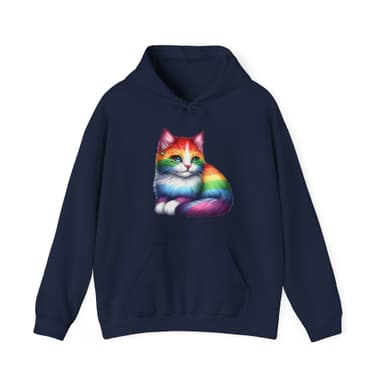 Rainbow Cat Hoodie — Colorful Pride Kitten Pullover