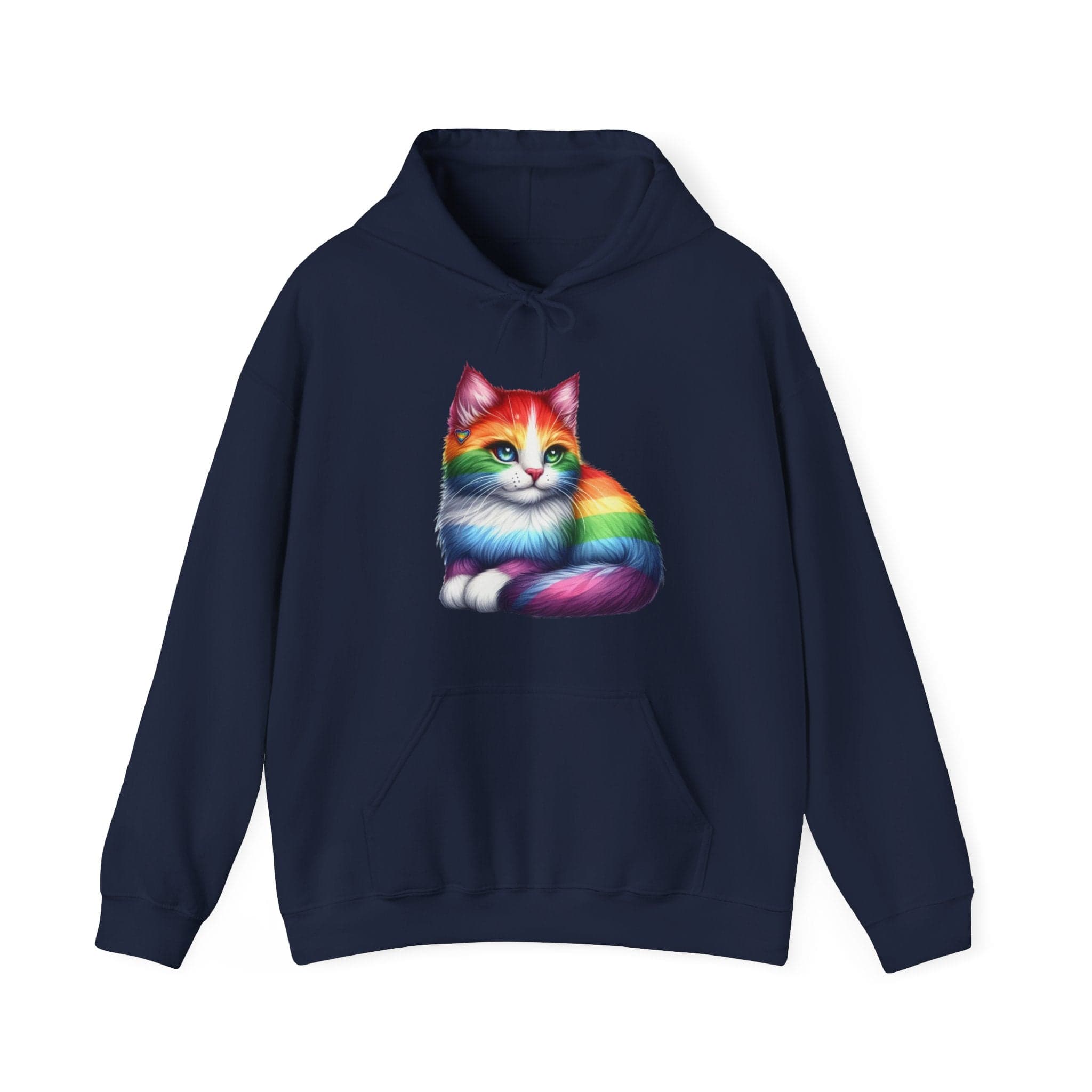 Rainbow Cat Hoodie — Colorful Pride Kitten Pullover