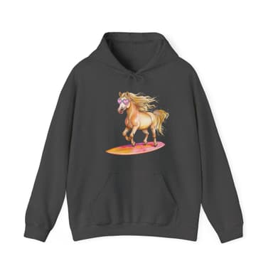 Surfing Pony Hoodie – Cute Surfboard Unicorn Sweatshirt for Kids & Teens
