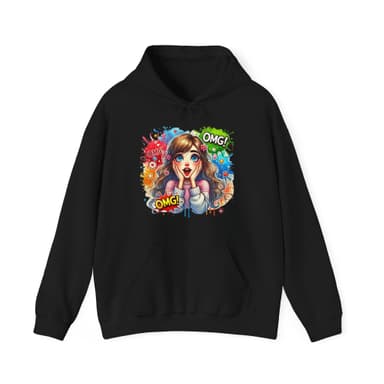 OMG Pop Art Girl Hoodie — Colorful Comic Style Graphic Sweatshirt