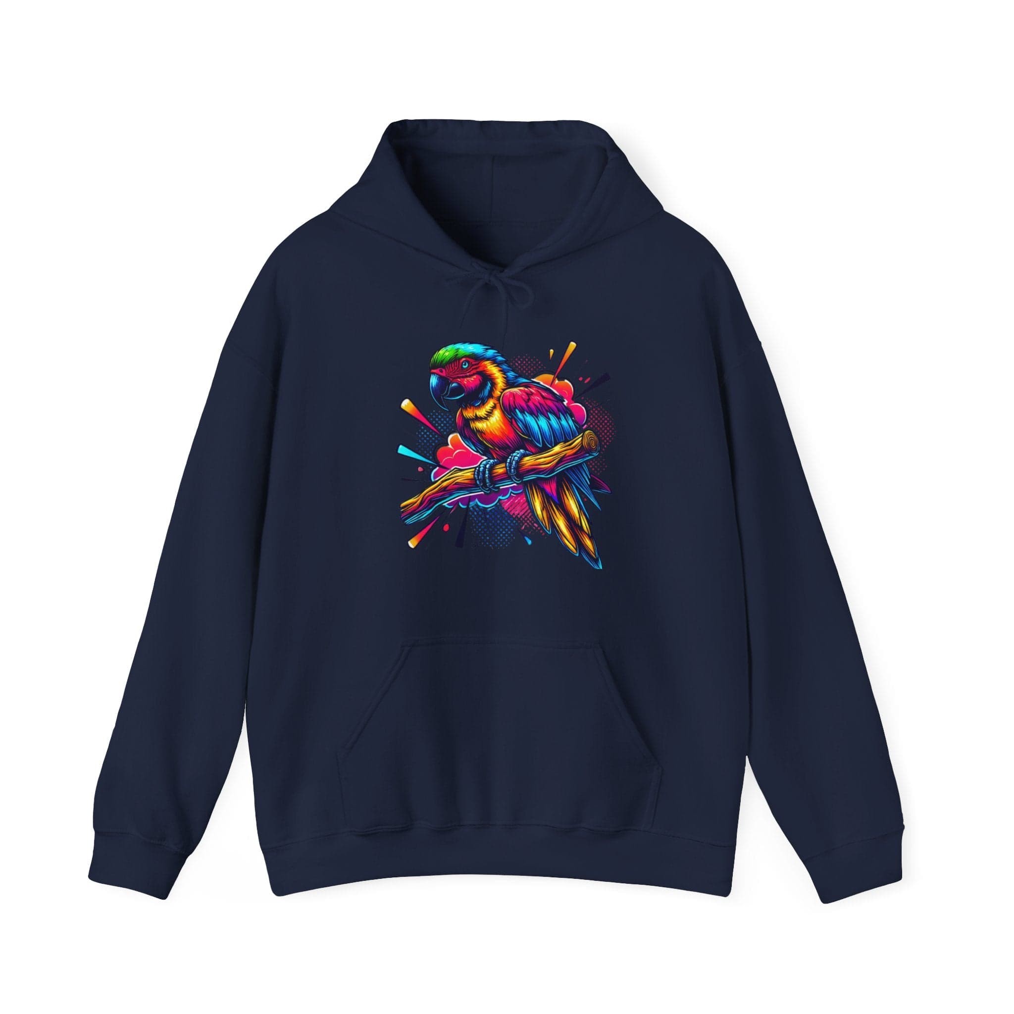 Parrot Paint Splash Hoodie — Colorful Tropical Bird Graphic Sweatshirt