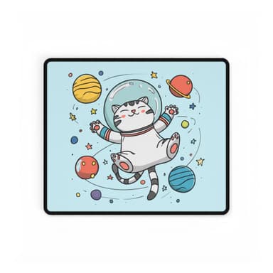 Space Cat Desk Mat — Cute Astronaut Cat Gaming & Office Mouse Pad