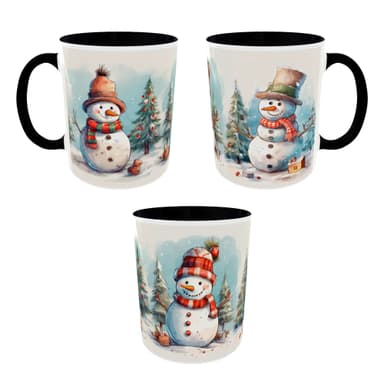 Winter Snowman Accent Coffee Mug — Festive Holiday Hot Chocolate & Christmas Coffee Cup (11/15 oz)