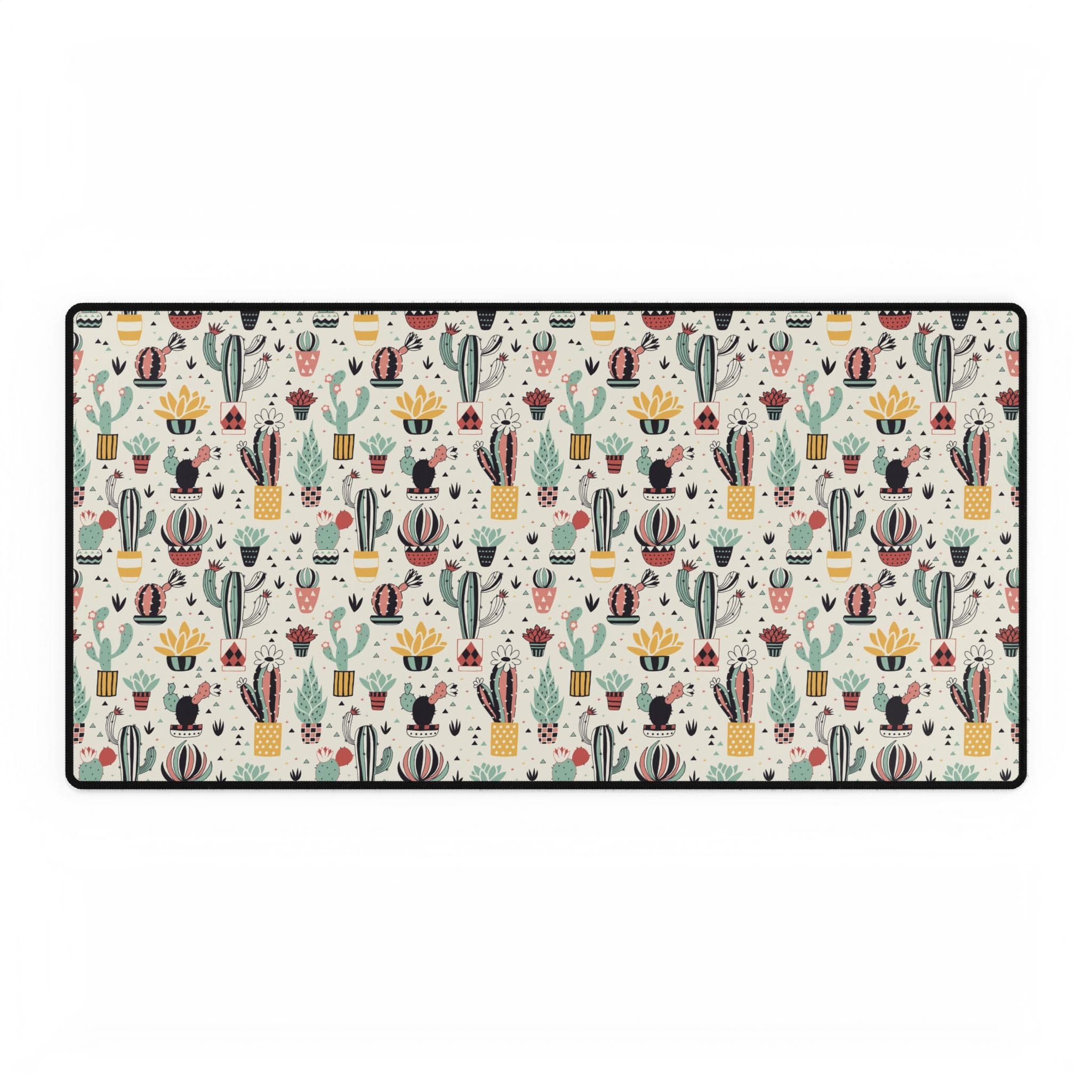 Cactus & Succulent Pattern Desk Mat — Colorful Botanical Mouse Pad (Large)