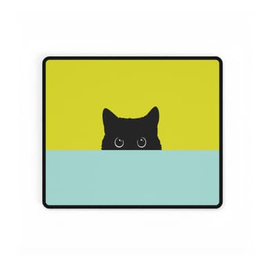 Cat Peek Desk Mat — Cute Black Cat Mouse Pad for Office & Home