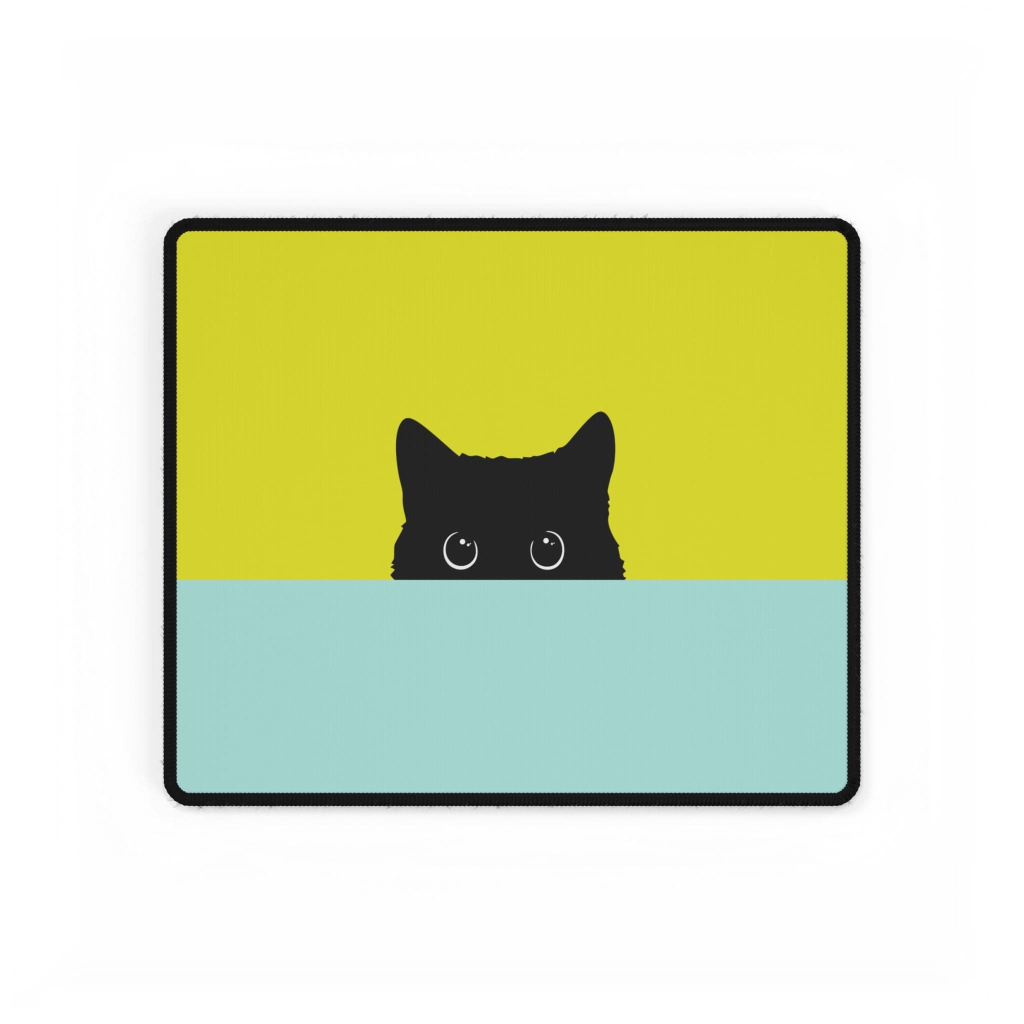 Cat Peek Desk Mat — Cute Black Cat Mouse Pad for Office & Home