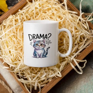 Drama My Cat Invented It Funny Cute Cat Mug