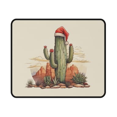 Christmas Cactus Mouse Pad - Festive Saguaro Non-Slip Gaming Pad