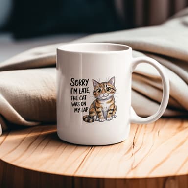 Sorry I'm Late The Cat Was On My Lap Cute Cat Mug