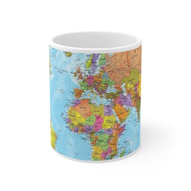 World Map Mug Colorful Geography Coffee Mug