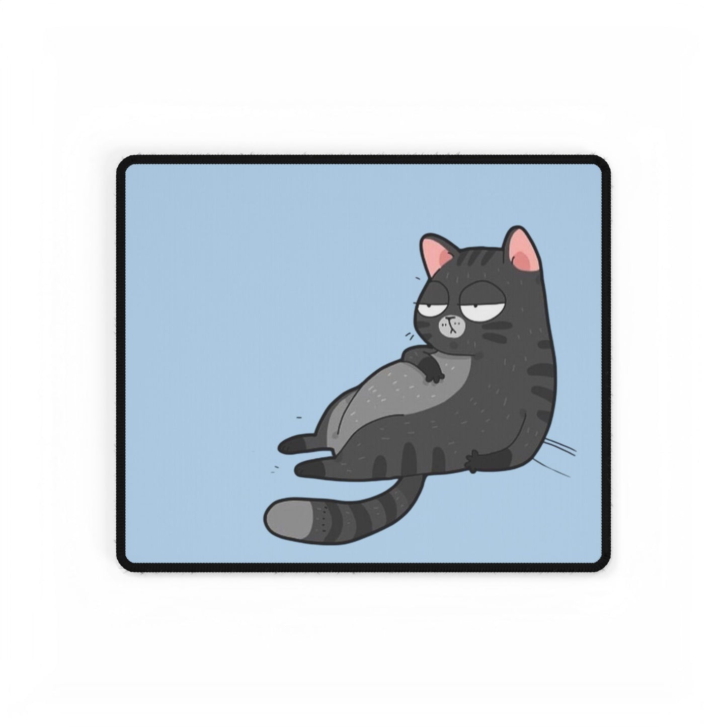 Lazy Cat Desk Mat — Cute Blue Gaming & Office Mouse Pad