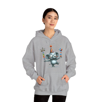 Elephant Birthday Party Hoodie — Cute Juggling Elephant Kids Graphic Hoodie