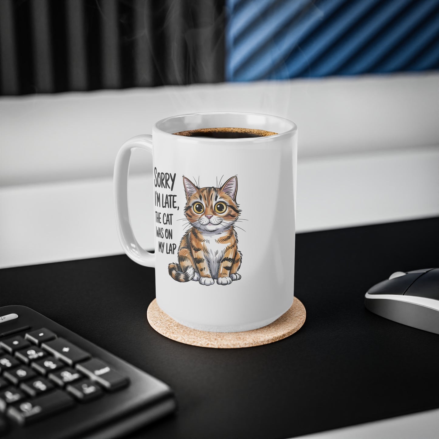 Sorry I'm Late The Cat Was On My Lap Cute Cat Mug