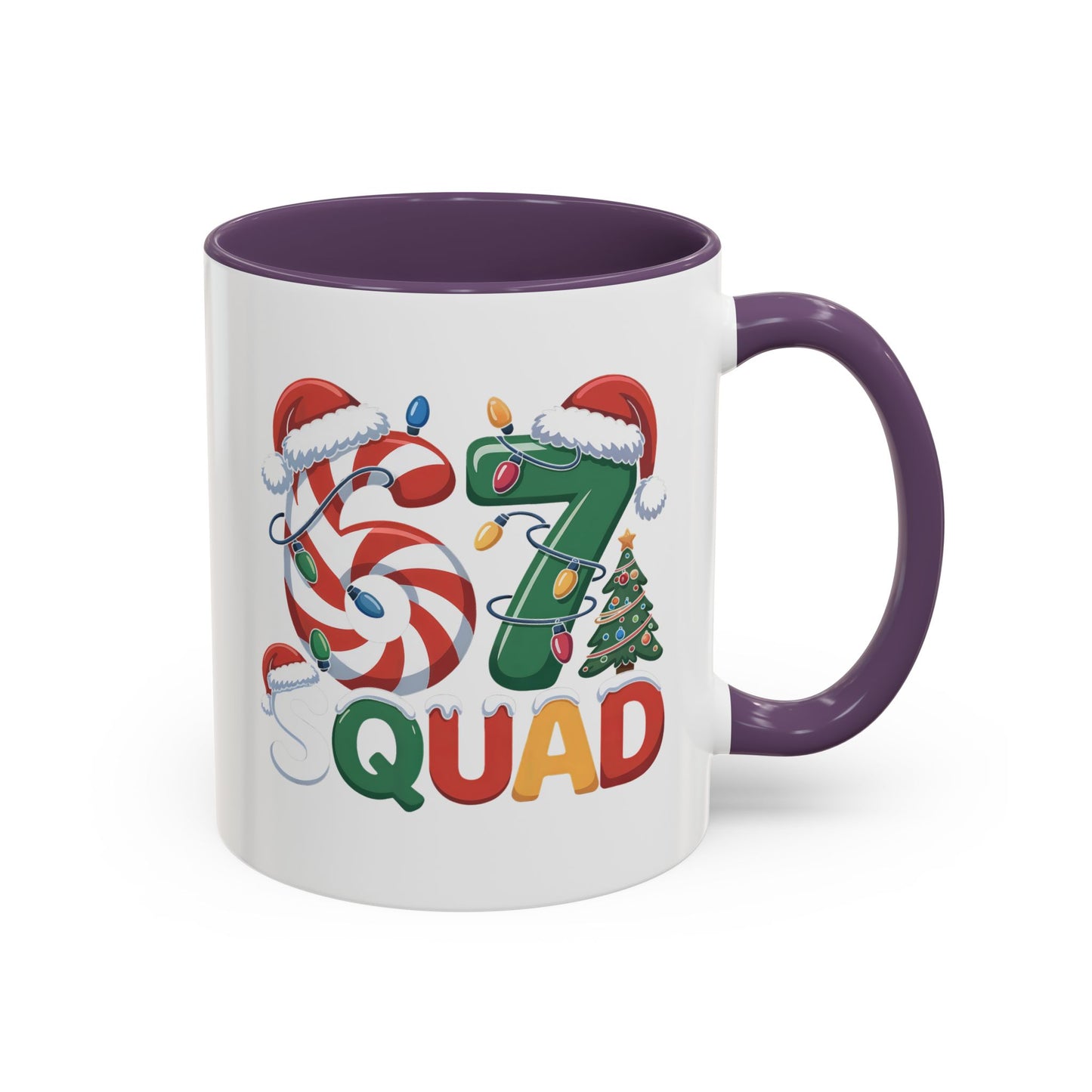 Christmas 07 Squad Accent Coffee Mug – Holiday Candy Cane & Santa Hat Design