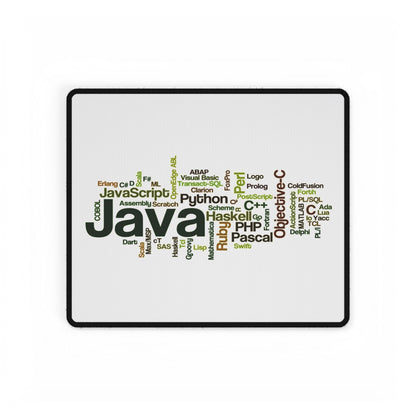 Programming Languages Word Cloud Desk Mat — Java, Python, C++ Keyboard Mouse Pad for Developers