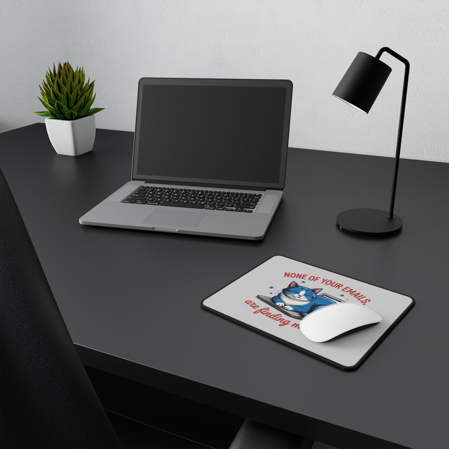 Non-Slip Mouse Pad — "None of Your Emails Are Finding Me Well" Cat Gaming Desk Pad