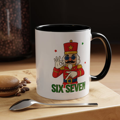 Six Seven Nutcracker Coffee Mug — Holiday Military Band Graphic Accent Mug (11/15oz)