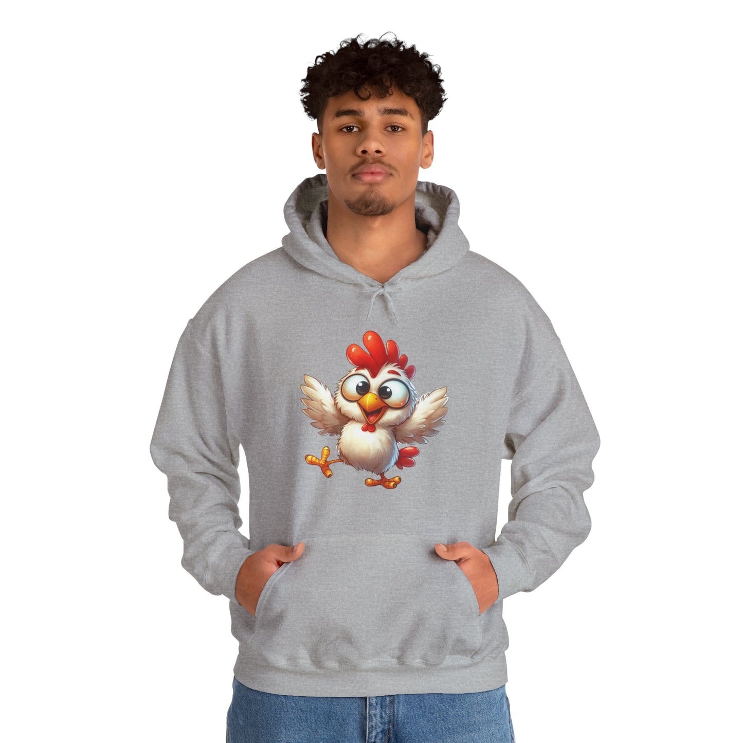 Cute Cartoon Chicken Hoodie — Playful Rooster Graphic Pullover