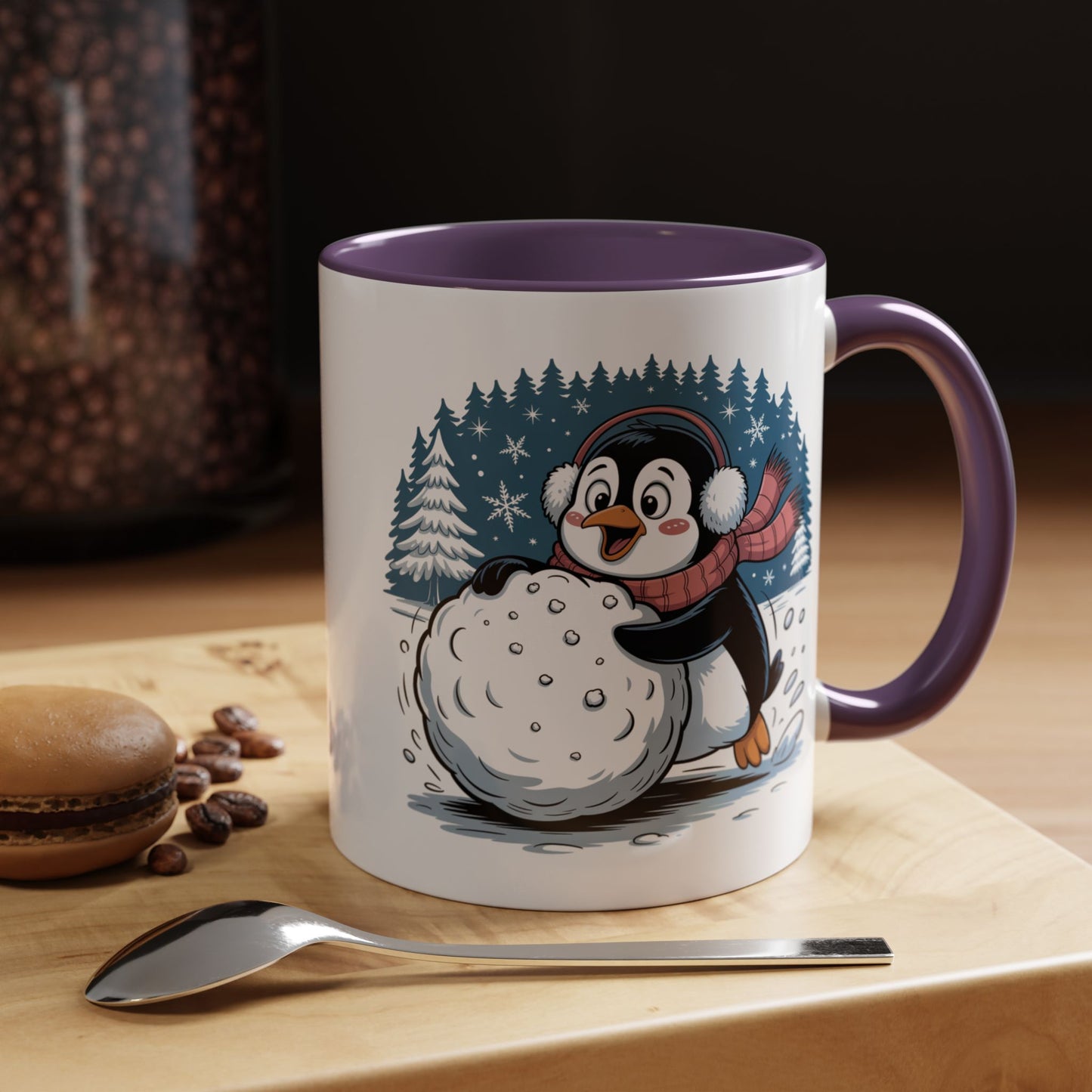 Cute Penguin Winter Mug Christmas Snowball Holiday Coffee Cup