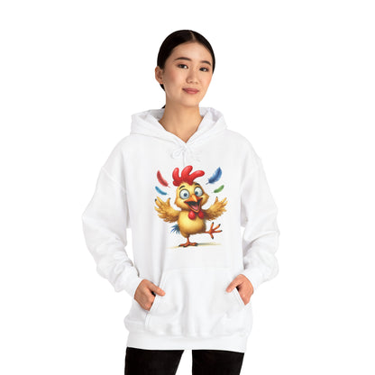 Cute Dancing Chicken Hoodie – Colorful Rooster Cartoon Pullover