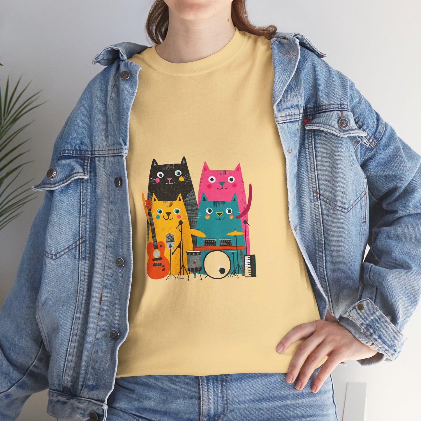 Band Cats T-Shirt – Colorful Cat Music Graphic Tee