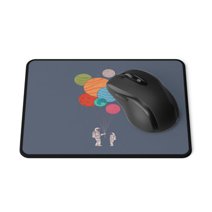 Space Balloon Mouse Pad — Astronauts Holding Planet Balloons Non‑Slip Gaming Pad