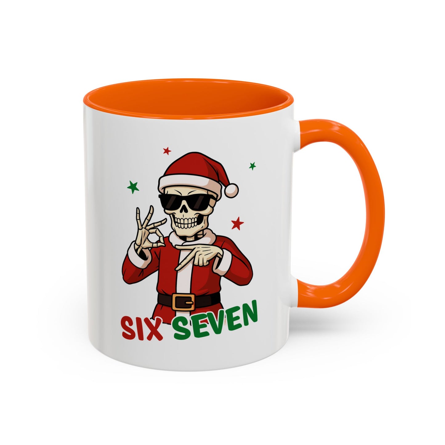 Christmas Skull Coffee Mug – 'Six Seven' Festive Santa Skull Accent Mug (11/15 oz)