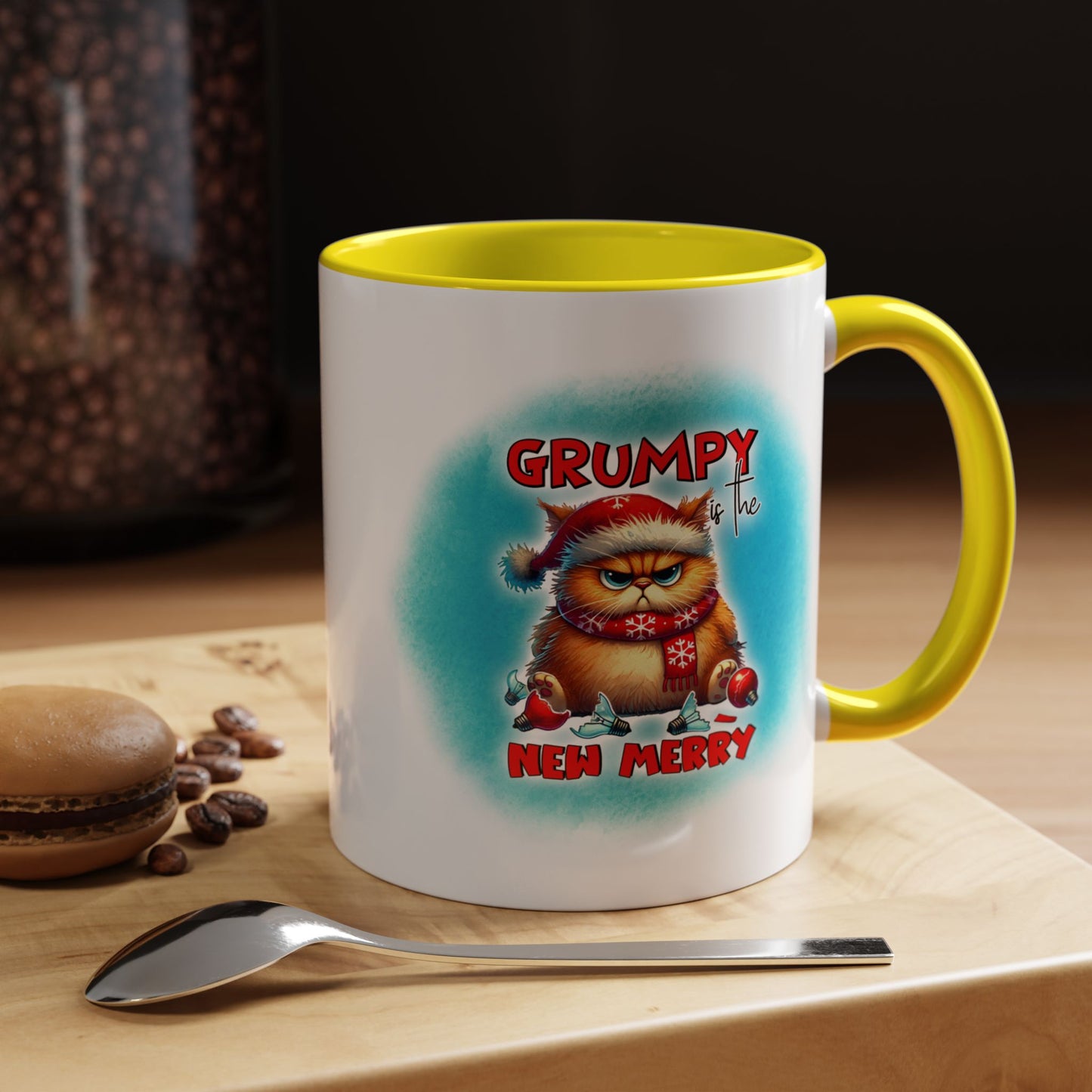 Grumpy But Merry Holiday Cat Accent Coffee Mug (11/15oz)