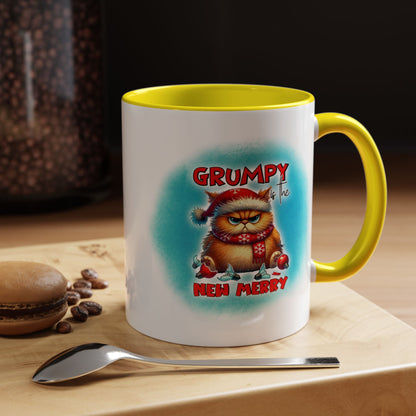 Grumpy But Merry Holiday Cat Accent Coffee Mug (11/15oz)